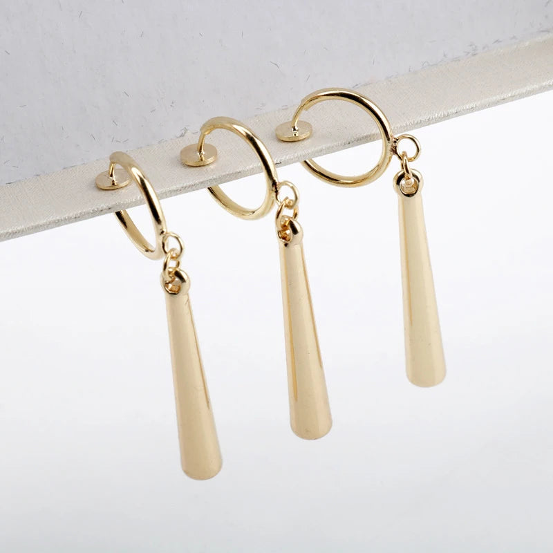 Hot Selling 3Pcs Cosplay No Piercing Ear Clip Stud Earrings Jewelry Unisex Long Column Hip Hop Pendant Drop Earring