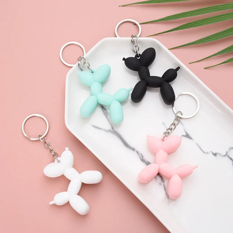 Creative Frosting Cartoon Animal DIY Balloon Dog Keychain Women Men Kawaii Cute Pet Bag Key Chain Accessories Gift