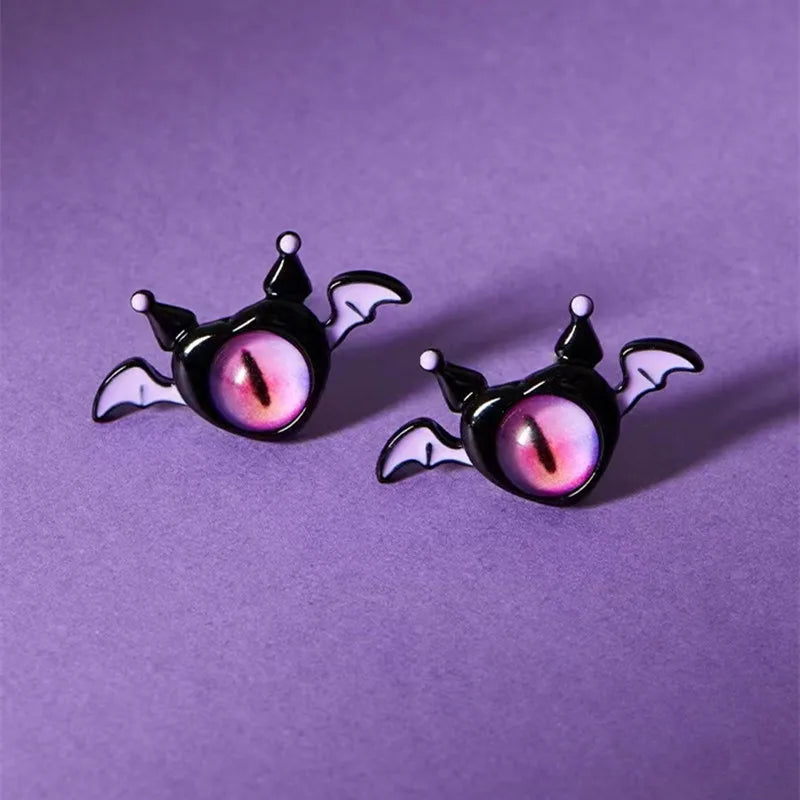 Halloween Little Monster Wing Bat Eye Stud Earrings Women Cute Animal Eye Punk Earring Girls Y2K Brincos Party Gift