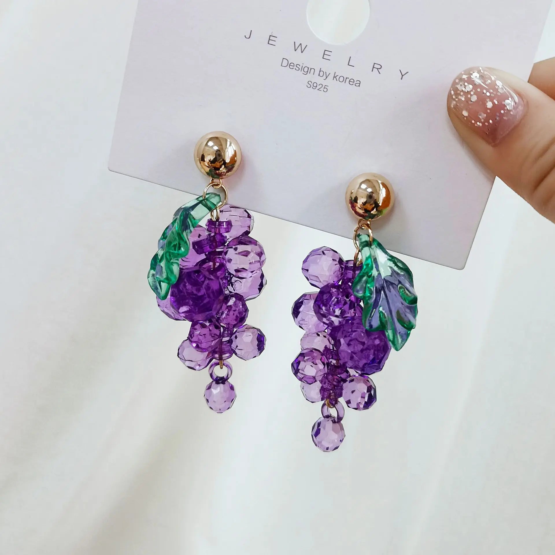 Sweet Purple Grape Charm Drop Earrings for Women Korean Fashion INS Style Cute Fruits Summer Earring Party Gift